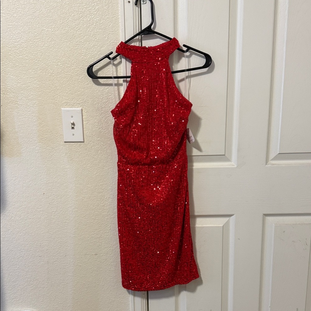 Sabora Red Backless Sequin Dress